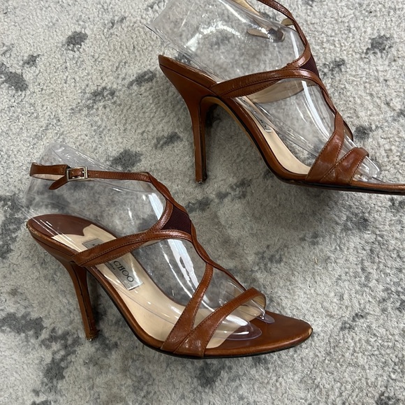 Jimmy Choo Brown Strappy‎ Sandal heel Jimmy Choo London made Italy leather 38.5 - Picture 2 of 10